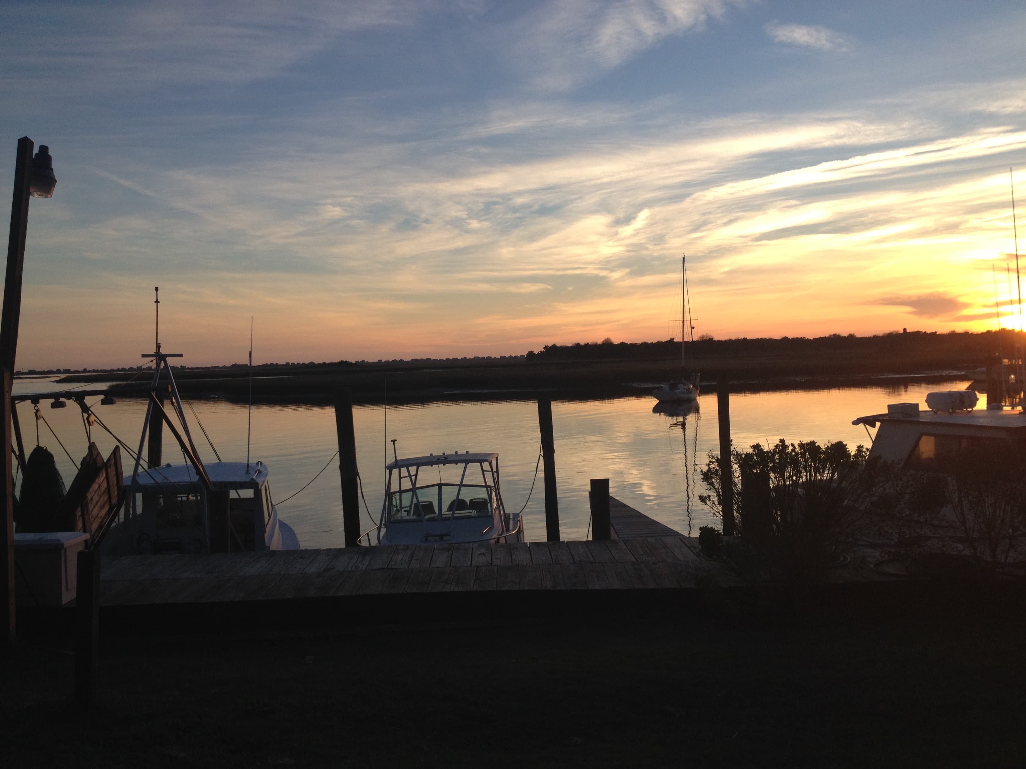 Marina sunset with boats